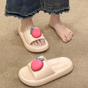 Womens Summer Outdoor Slip-On Thick Bottom Anti-Slip Indoor Home Cute Fruit Slippers Comfortable Low Heel Flat EVA Slippers