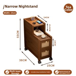 FANTANYIPIN | Space-saving Mobile Narrow Bedside Storage Cabinet