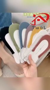 TWOL SHOP stock no.PPP,1pair Ice Silk Sling Socks for Women Summer Boat Socks Shallow Mouth Non-Slip Invisible Socks