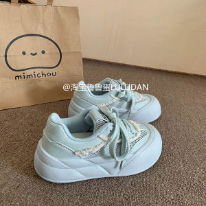 Spring 2025 Womens Breathable Shoes Thick Bottom Canvas Shoes Casual Net Surface Bread Shoes Fashionable round Toe PU Material