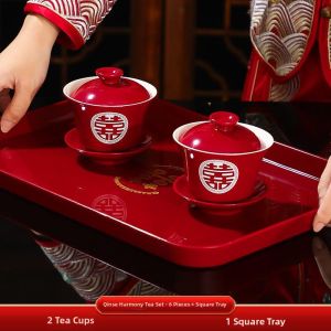 Red Wedding Tea Set For New Couples