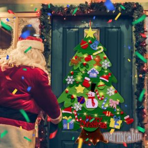 【Loose】DIY ต้นคริสต์มาส ของเล่น 3D Felt Christmas Tree แขวนผนังต้นคริสต์มาส และไฟ สายไฟ ledสําหรั