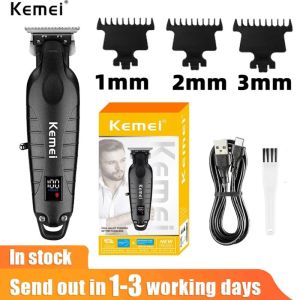ตัดผมร้านคุณภาพ KEMEI กรรไกรตัดผมผู้ชาย ร้านตัดผมชายเครื่องตัดแต่งทรงผมไร้สายแบบมืออาชีพสำหรับผู้ชาย KM-2293 ชาร์จพร้อมจอแสดงผล LED