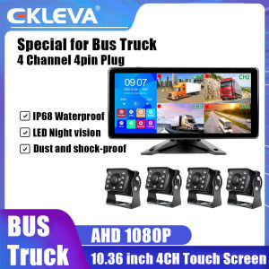 EKLEVA 10.36 Inch 4CH Touch Screen Car MP4 DVR Recorder Monitor With AHD 1080P Night Vision Waterproof Camera For Truck/Bus/RVs
