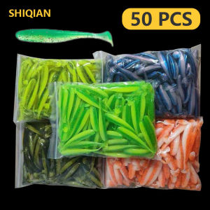 50 PCS Soft Fishing lures Wobblers for Pike Bass Artificial Bait Silicone Winter Sea Fishing Tail Spinner Soft Lure Vibration