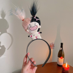 Rattle Hair Hoop Funny Headband Funny Headband Tooth-Missing Cotton Doll Hair Tie Khaki Barra Hair Accessories