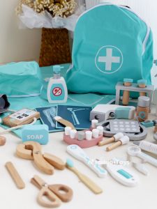 UMU | Wooden Macaron Color Doctor Nurse Pretend Play Medical Kit for Kids