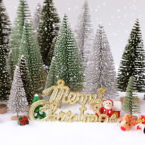 6Pcs Mini Christmas Trees Christmas Party Decor Snow Frost Trees Tabletop Trees with Wooden Bases Micro Scenery Landscape Trees
