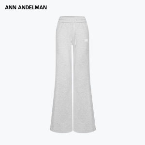 ANN ANDELMAN | Casual Gray Sweatpants with Tapered Legs Elastic Waist and Drawstring