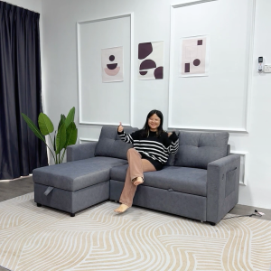 INNDESIGN EASY CLEAN KIM L Shape 3 Seater Sofa With Storage + Pullout