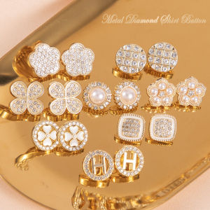 Nút Áo Sơ Mi Kim Loại Cao Cấp Cho Nữ Nút Ngọc Trai Tròn Thanh Lịch Chất Liệu Kim Loại Thương Hiệu Mỹana Sản Xuất Tại Trung Quốc Đại Lục