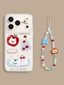 Cute Cartoon Dog Phone Case for  17 pro Max Transparent Anti-Fall with Lanyard Female Style Creative Design by Ust