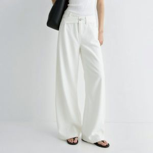 AMII | Irregular Waistband Lyocell Cotton Denim Pants White
