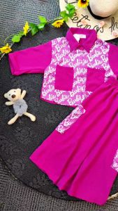 Baju Setelan Anak Perempuan Rok cargo Velin barbie usia 2-12tahun