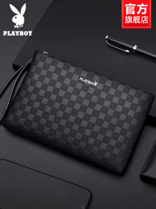 Playboy Mens Clutch Bag Casual Style Business Leisure Handheld Envelope Shape Soft PU Leather No Shoulder Strap Available