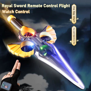 RC Flying Sword Drone 2.4GHz Hand Gesture Control Glider Airplane LED Light Stunt Plane 360° Flip Fighter Toy for Kids Adults