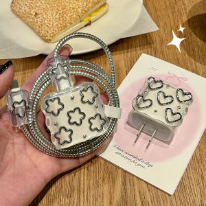5pcs/Set Love Heart Star Charger Cable Protector Case For iPhone 17 16 Pro Max 18W 20W Silicone Charging Head Protection Cover