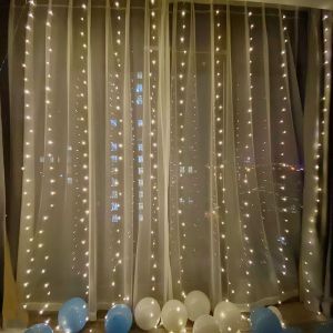 600/300 LED Curtain Garland on Bedroom Window Fairy USB String Lights with Remote for Wedding Outdoor Decoration Christmas Light