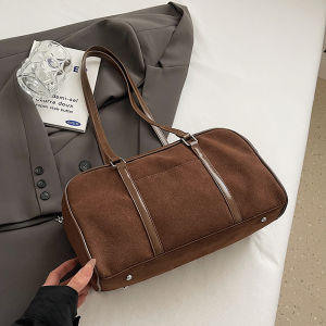 Premium Feeling Suede Frosted Boston Tote Pillow Bag Bag Large Capacity Commuter Casual Solid Colour Shoulder Womens Bag