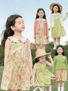 YOEHYAUL | Đầm Nữ Trẻ Em Có Cổ Thêu Hoa Tulip