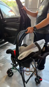 PlayPark Car Seat For Baby 0-12 years old 5 Point Seat Belt Add Mosquito Nets With 4 in 1 Stroller Basket