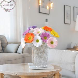 ดอกไม้หนังเทียมดอกเดซี่เยอบีร่าดอกไม้ประดิษฐ์1ชิ้น/32ซม. การจัดดอกไม้ประดับสำหรับงานปาร์ตี้งานแต่งงานที่บ้าน