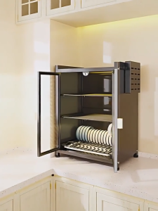 2/3-Tier Dish Cabinet Dish Drainer With Cover Dish Rack Kitchen Plate Organizer Storage Shelf