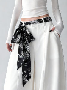 XUANXUAN | Retro Cashew Flower Silk Scarf Belt