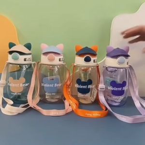 BOTOL MINUM VIOLENT BEAR TEMPAT MINUM ANAK LUCU SEDOTAN DAN TALI PANJANG 650ML KODE XBD 2007