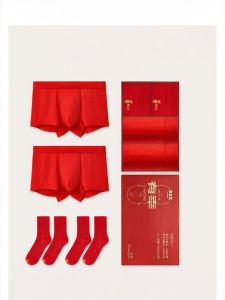 THREEGUN | Lucky Year Red Cotton Antibacterial Underwear Socks Gift Box