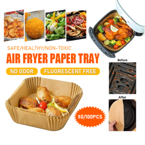 🇸🇬 Fast Delivery 50/100pcs Air Fryer Paper Tray Liner Non-Stick Disposable Paper Mat Steamer Round Baking Mats Kitchen Air Fryer Baking Accessorie