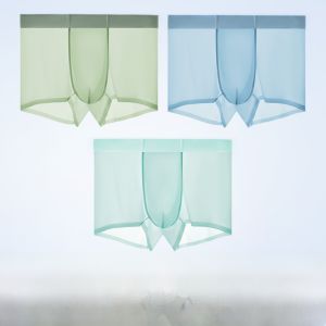 miiow | Mens Ice Silk Seamless Pure Cotton Antibacterial Boxer Shorts Breathable Four Corner Briefs Comfortable Underwear Mid Waist