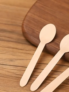 50Pcs 160mm Garpu Sendok Kayu / Birch Wood Spork / Wooden Dessert Fork