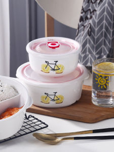 Hộp Cơm Bento Gốm Tròn An Toàn Cho Lò Vi Sóng