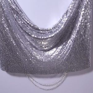 เสื้อสายเดี่ยวประดับเลื่อม เสื้อโซ่โลหะ ปรับขนาดได้ รุ่น 6008