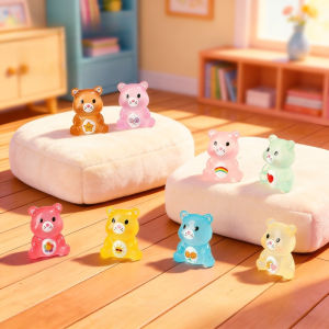 35PCS Luminous Cute Bear Miniatures Figurines Resin Charms Ornament Colorful Glow in The Dark DIY Decoration Accessories