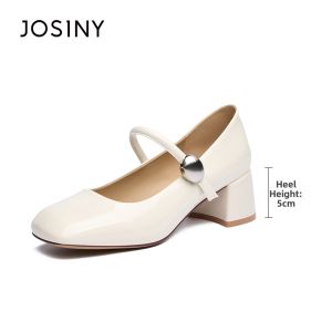 Josiny | 2026 New Spring and Summer Pearl Gentle Mary Jane Single Shoes Coarse Heel