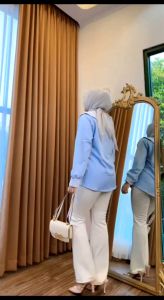 Kemeja Xoba Brokat Atasan Wanita Terlaris Busui Mewah Panjang Tangan Muslim Nyaman SKU 1126