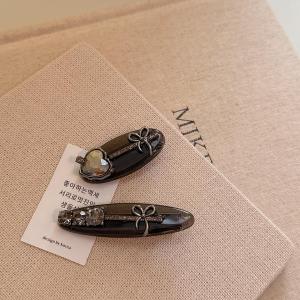 Elegant Oval Heart Shaped Rhinestone Hair Clip for Girls Side Bangs Fringe Duckbill Clip Fashionable Hair Accessories