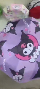 Sanrio Kuromi My Melody Folding Umbrella Rain & Sunny Anti-UV Umbrella For Kids Girl Cute Cartoon Student Gift