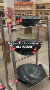 Wajan Baja Pre Seasoned & Double Ear Wok 45 cm RESTOWOK Black Steel