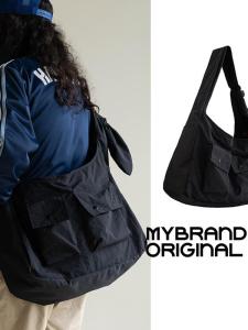 Lazy Style Mens Crossbody Bag Large Capacity Commuter Backpack Street Trend Soft Nylon Youth Shoulder Bag with Zipper for Leisure