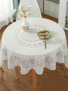 Waterproof Oil-resistant PVC round Tablecloth No-wash Home Dining Table Mat Cover Cloth Plant Floral Pattern Country Style