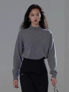 HUOLISI | Retro Grey Cashmere Half-Turtleneck Sweater