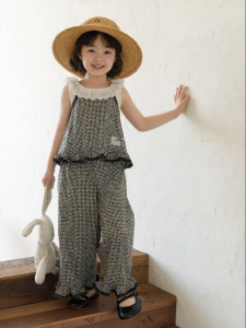 YOEHYAUL | Summer Sleeveless Plaid Tank Top & 9/10 Length Wide Leg Pants Set