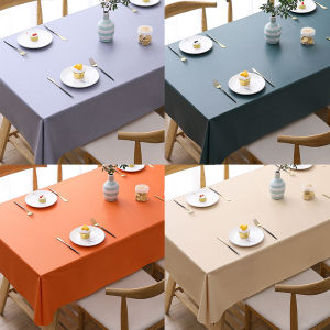 Pure Color Scandinavian Style Tablecloth Waterproof Oil-resistant Heat-proof No-wash Long-lasting PVC Rectangle Shape for Dining Table and Study Desk