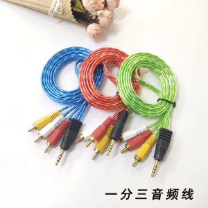 สายสัญญาณเสียง AV 2in กล่องรับสัญญาณ1 3in 1 3in3 1.5มม. ปลั๊กเครื่องขยายเสียงสำหรับโทรศัพท์คอมพิวเตอร์กล่องลำโพงสายเชื่อมต่อ