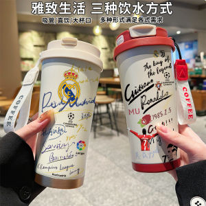 Manchester City Real Madrid Insulated Water Bottle Football Sports Straw Cup Mens 316 Double Drink Water Bottle