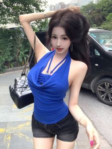 GUZILIAN | เสื้อกล้ามสายเดี่ยวแบบสองชั้นสำหรับผู้หญิง ดีไซน์เซ็กซี่ ไม่มีแขน สายรัดคอลเลกชั่นฤดูร้อน 2025 แบรนด์ Guizhilian