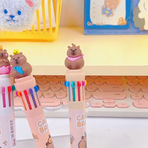 Bút bi 10 ngòi 10 màu hình Capybara Bút Bi Dễ Thương 0.5 Mm Mực Nhiều Màu Sắc Bút Gel Đồ Dùng Văn Phòng Phẩm Bút HAPPI